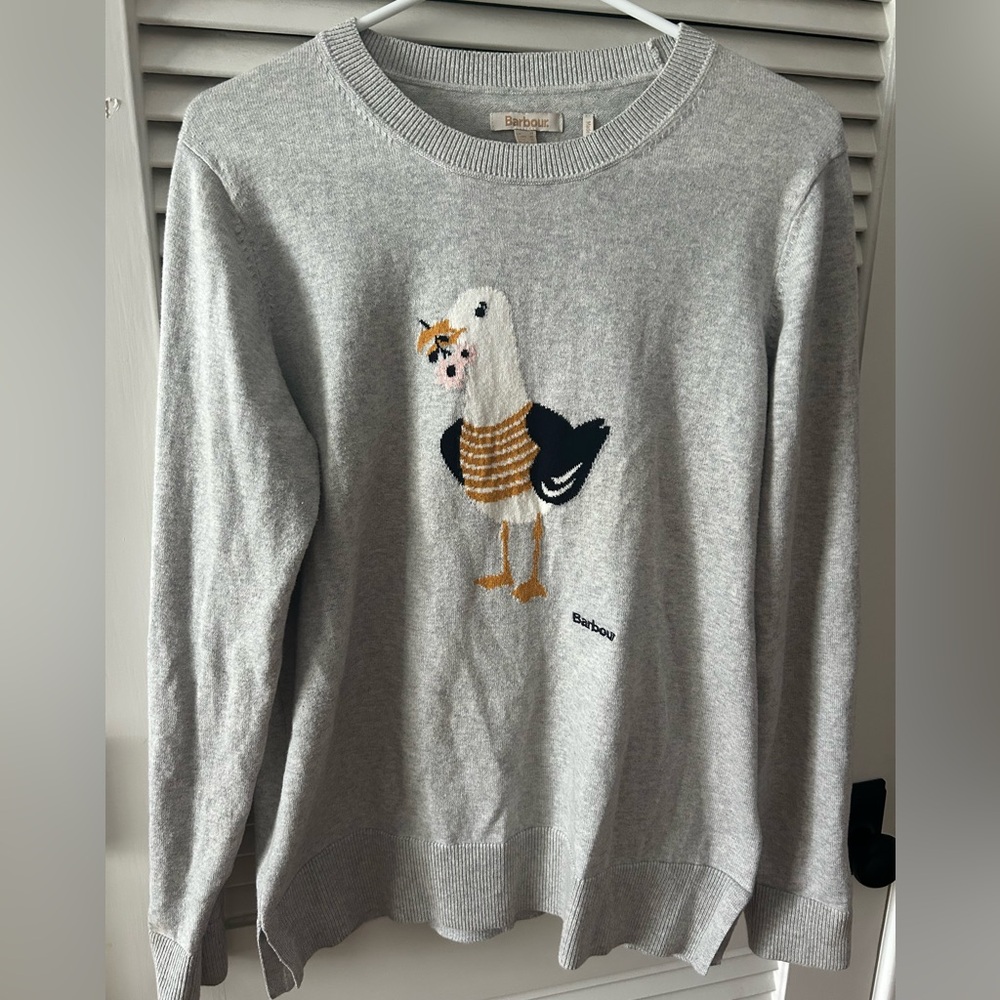Barbour Gray Sweater with Seagull Design